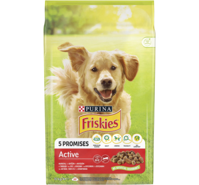 Purina Friskies Сухий корм для собак Purina Friskies Active з яловичиною 10 кг (7613031395484)