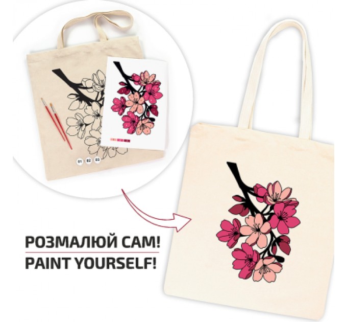 Rosa Набір для творчості Rosa Talent екосумка-розмальовка, Flowers, 38х42 см (4823098544623)