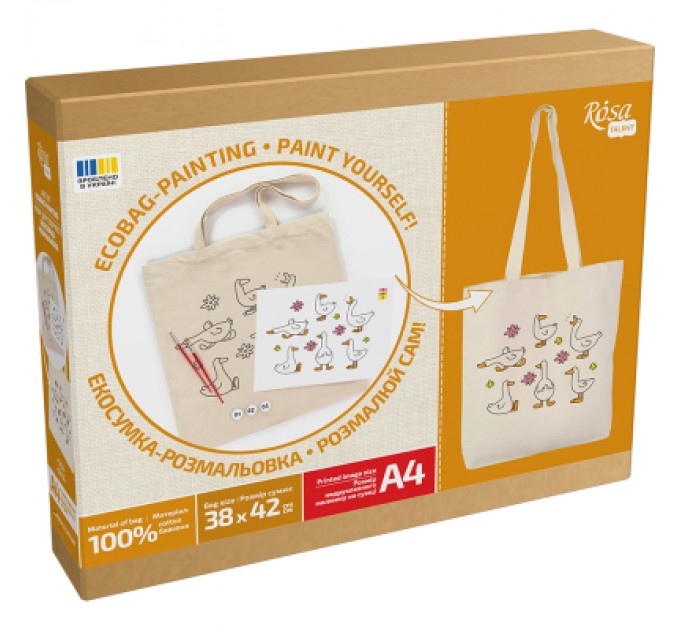 Rosa Набір для творчості Rosa Talent екосумка-розмальовка, Гуси, 38х42 см (4823098544661)