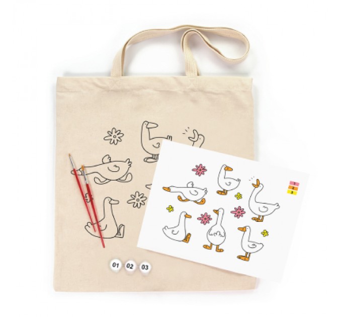 Rosa Набір для творчості Rosa Talent екосумка-розмальовка, Гуси, 38х42 см (4823098544661)