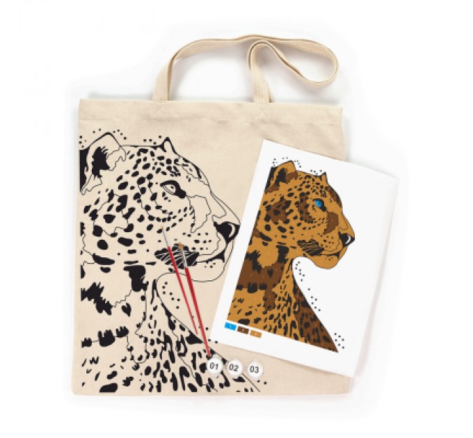 Rosa Набір для творчості Rosa Talent екосумка-розмальовка, Леопард, А3, 38х42 см (4823098541271)