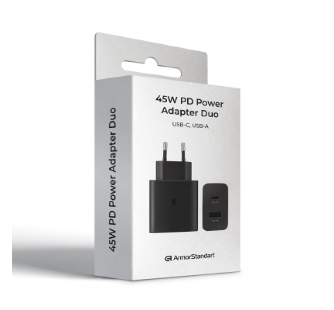 Armorstandart Зарядний пристрій Armorstandart AR-TA220 45W A+C PD Fast Charger Black (ARM73646)