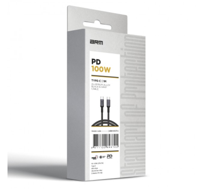 Armorstandart Дата кабель USB-C to USB-C 2.0m PD 100W black-grey Armorstandart (ARM69371)