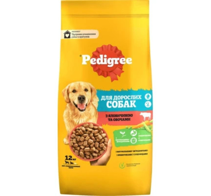 Pedigree Сухий корм для собак Pedigree з яловичиною та овочами 12 кг (5998749145043)