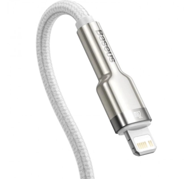 Baseus Дата кабель USB-C to Lightning 2.0m Cafule Metal PD 20W white Baseus (CATLJK-B02)