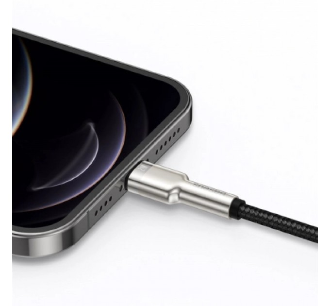 Baseus Дата кабель USB 2.0 AM to Lightning 1.0m Cafule Metal 2.4A black Baseus (CALJK-A01)