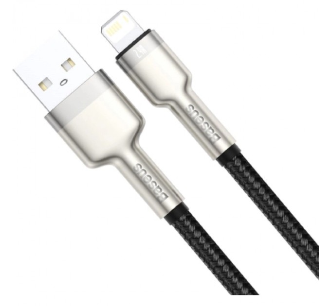 Baseus Дата кабель USB 2.0 AM to Lightning 1.0m Cafule Metal 2.4A black Baseus (CALJK-A01)