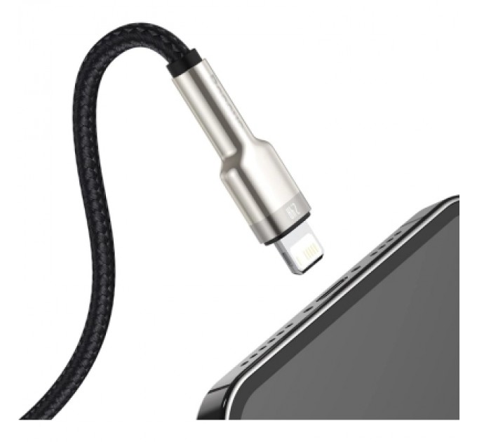 Baseus Дата кабель USB 2.0 AM to Lightning 1.0m Cafule Metal 2.4A black Baseus (CALJK-A01)
