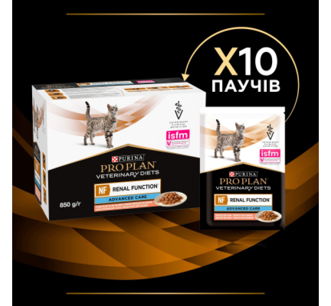 Purina Pro Plan Veterinary Diets Вологий корм для кішок Purina Pro Plan Veterinary Diets NF Renal Function Advanced Care При патології нирок З лососем 10 x 85 г (7613287873699)