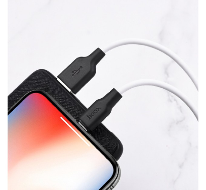 HOCO Дата кабель USB 2.0 AM to Lightning 1.0m 2.4A silicone X21 black+white HOCO (6931474711816)