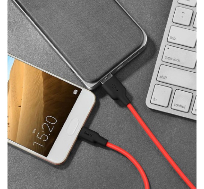 HOCO Дата кабель USB 2.0 AM to USB-C 1.0m 2A silicone X21 black+red HOCO (6957531071419)