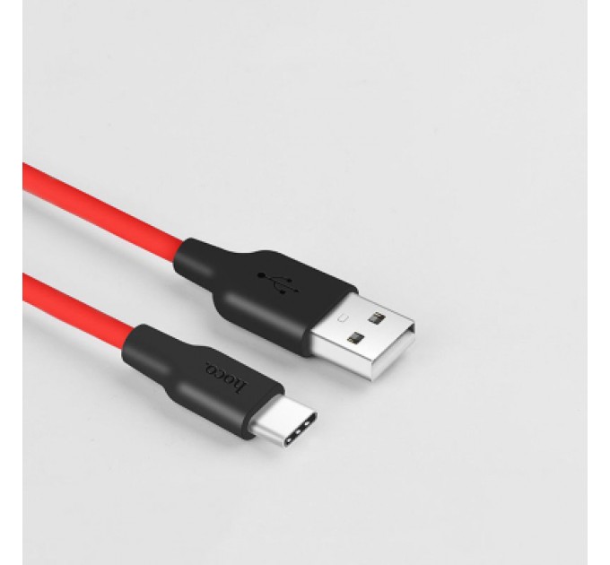 HOCO Дата кабель USB 2.0 AM to USB-C 1.0m 2A silicone X21 black+red HOCO (6957531071419)
