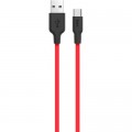 HOCO Дата кабель USB 2.0 AM to USB-C 1.0m 2A silicone X21 black+red HOCO (6957531071419)