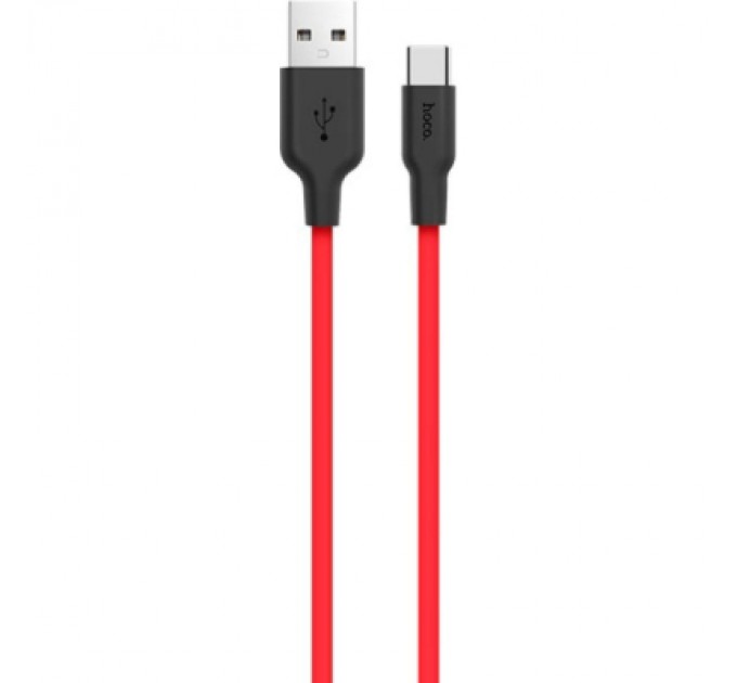 HOCO Дата кабель USB 2.0 AM to USB-C 1.0m 2A silicone X21 black+red HOCO (6957531071419)