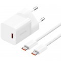 Baseus Зарядний пристрій Baseus GaN5 Fast Charger USB-C 30W + Cable 1.0m Type-C 100W white (P10110902213-00)