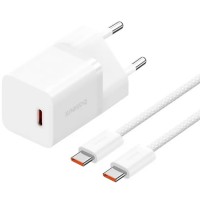 Зарядний пристрій Baseus GaN5 Fast Charger USB-C 30W + Cable 1.0m Type-C 100W white (P10110902213-00)