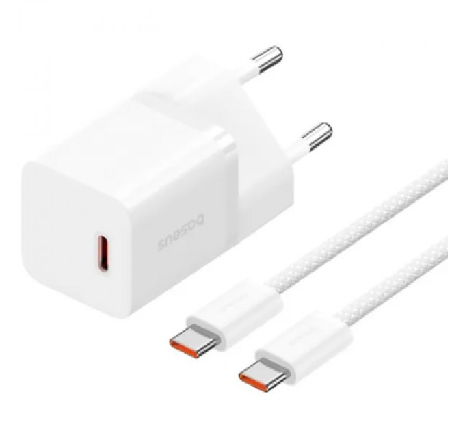 Baseus Зарядний пристрій Baseus GaN5 Fast Charger USB-C 30W + Cable 1.0m Type-C 100W white (P10110902213-00)