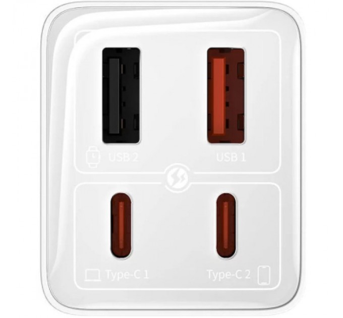 Baseus Зарядний пристрій Baseus GaN6 Pro Fast Charger 2C+2U 65W + Cable 1.0m Type-C 100W white (P10162701213-00)