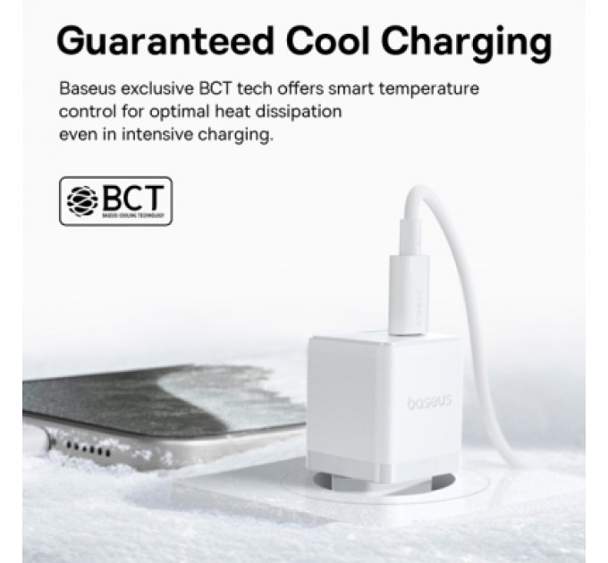 Baseus Зарядний пристрій Baseus Palm Fast Charger C+U 20W moon white (P10111608213-00)