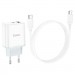 HOCO Зарядний пристрій HOCO C105A Stage 1xUSB-C PD20W + 1xUSB QC3.0 + cable USB-C to USB-C White (6931474782922)