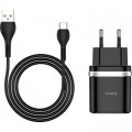 HOCO Зарядний пристрій HOCO C12Q Smart USB QC3.0 + cable USB to USB-C 18W Black (6931474716293)