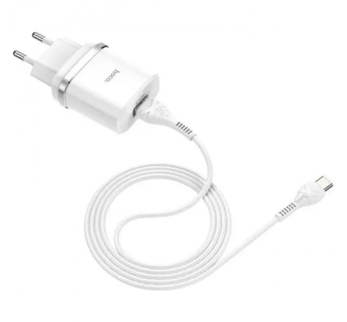 HOCO Зарядний пристрій HOCO C12Q Smart USB QC3.0 + cable USB to USB-C 18W White (6931474716309)
