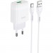 HOCO Зарядний пристрій HOCO C72Q Glorious USB QC3.0 + cable USB to USB-C 18W White (6931474732552)