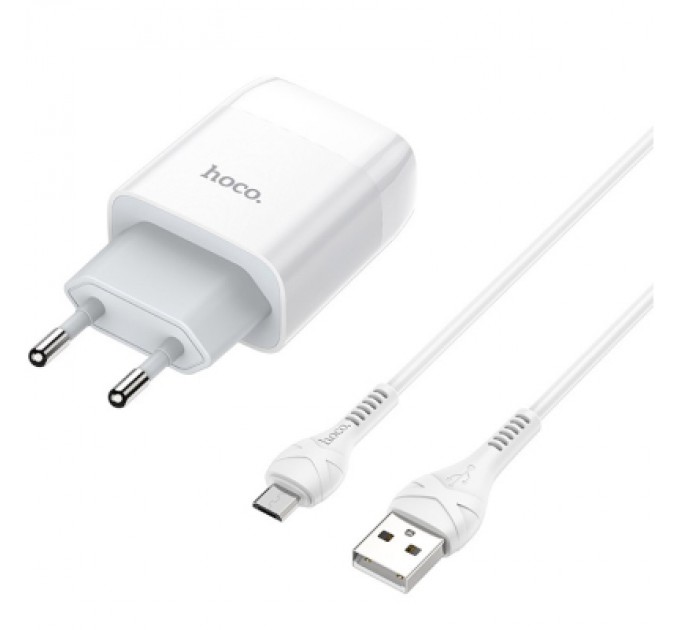HOCO Зарядний пристрій HOCO C73A Glorious 2xUSB + cable Micro 5P 12W White (6931474713063)