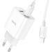 HOCO Зарядний пристрій HOCO C80A Plus Rapido 1xUSB-C PD20W + 1xUSB QC3.0 + cable USB-C to Lightning White (6931474779892)