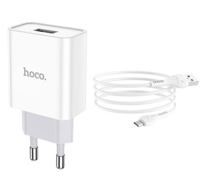 HOCO Зарядний пристрій HOCO C81A Asombroso USB + cable Micro 5P 10.5W White (6931474727954)