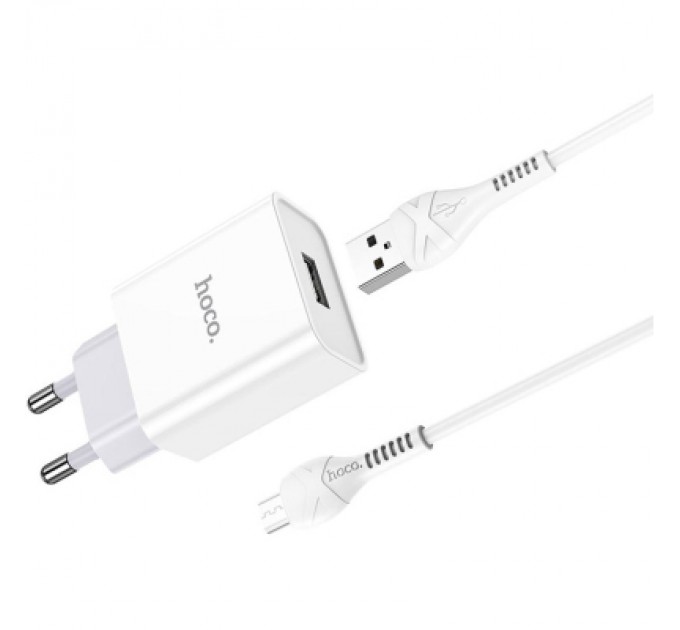 HOCO Зарядний пристрій HOCO C81A Asombroso USB + cable Micro 5P 10.5W White (6931474727954)