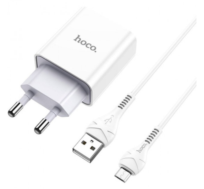 HOCO Зарядний пристрій HOCO C81A Asombroso USB + cable Micro 5P 10.5W White (6931474727954)