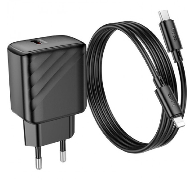 HOCO Зарядний пристрій HOCO CS22A Value USB-C PD30W + cable USB-C to Lightning Black (6942007609920)