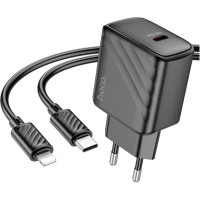 Зарядний пристрій HOCO CS22A Value USB-C PD30W + cable USB-C to Lightning Black (6942007609920)