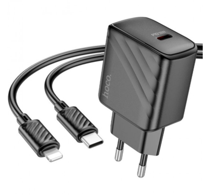 HOCO Зарядний пристрій HOCO CS22A Value USB-C PD30W + cable USB-C to Lightning Black (6942007609920)