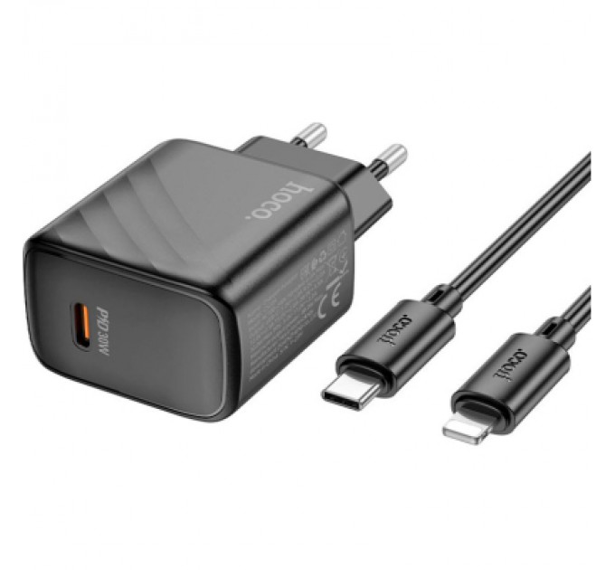HOCO Зарядний пристрій HOCO CS22A Value USB-C PD30W + cable USB-C to Lightning Black (6942007609920)