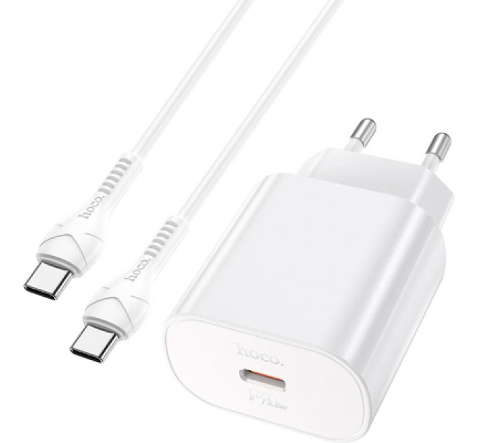 HOCO Зарядний пристрій HOCO N22 Jetta USB-C PD25W + cable USB-C to USB-C White (6931474760081)