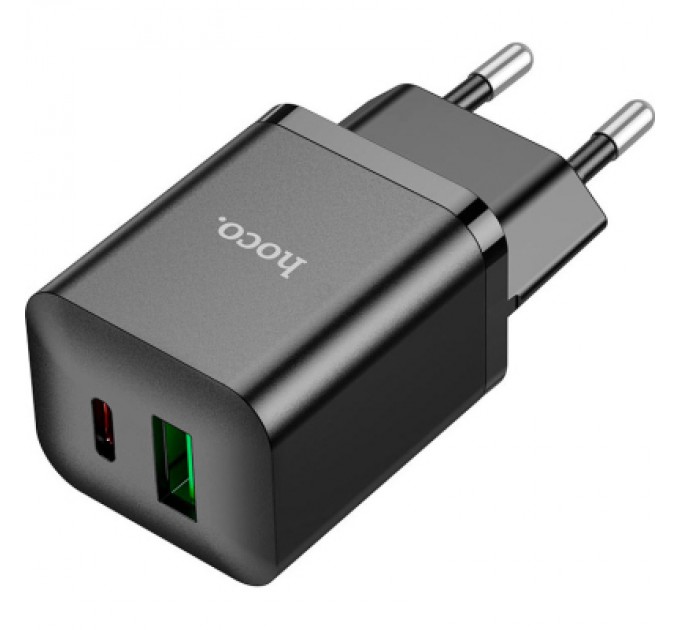HOCO Зарядний пристрій HOCO N28 Founder 1xUSB-C PD20W + 1xUSB QC3.0 Black (6931474783509)