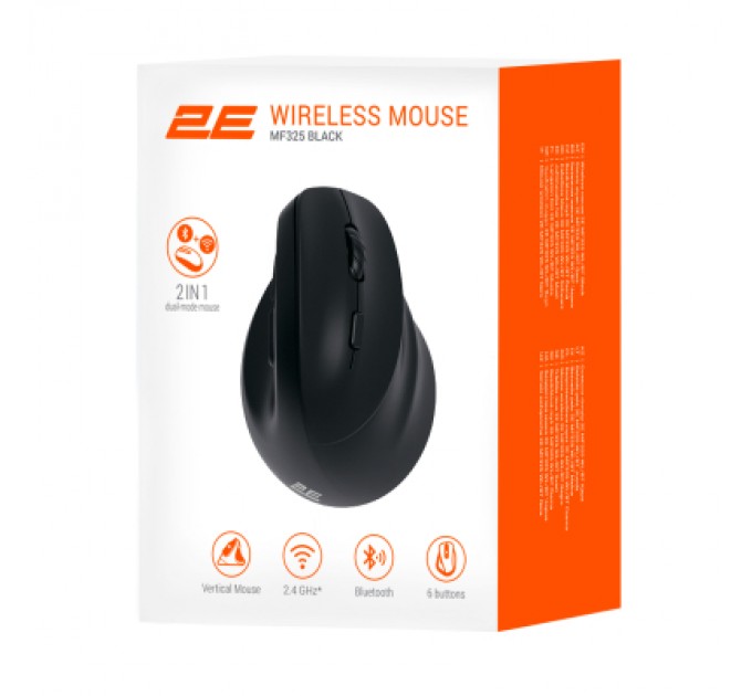 2E Мишка 2E MF325 Silent Wireless/Bluetooth Black (2E-MF325WBK)