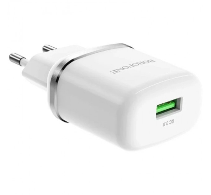 BOROFONE Зарядний пристрій BOROFONE BA36A High Speed USB QC3.0 + cable USB to USB-C 18W White (6931474715975)