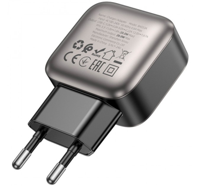 BOROFONE Зарядний пристрій BOROFONE BAS53A Absolute USB-C PD20W Black (6941991116179)