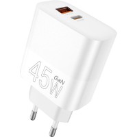 Зарядний пристрій WUW C209 1xUSB-C PD45W + 1xUSB QC3.0 18W White (WUW-C209)