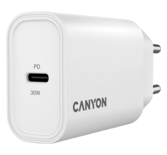 Canyon Зарядний пристрій Canyon 30CL OnCharge USB-C PD30W White (CNE-CHA30CLW)