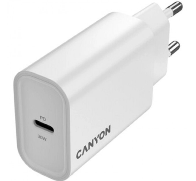 Canyon Зарядний пристрій Canyon 30CL OnCharge USB-C PD30W White (CNE-CHA30CLW)