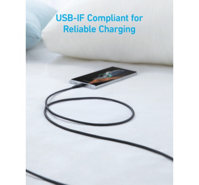 Anker Дата кабель USB 2.0 AM to USB-C 1.8m nylon 322 black Anker (A81H6G11)