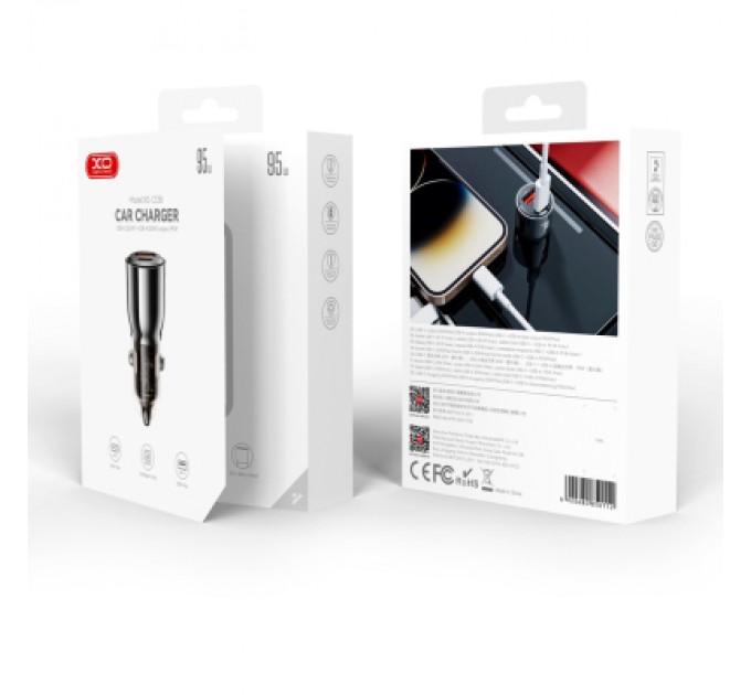 XO Зарядний пристрій XO CC58 USB-C PD65W + USB-A 30W Gray (CC58_Tarnish)