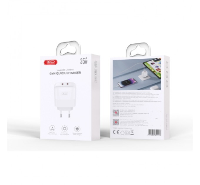 XO Зарядний пристрій XO L140 35W 2xUSB-C PD White (L140_White)