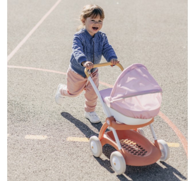 Smoby Коляска для ляльок Smoby Baby Nurse Теракотова пудра, люлька з корзиною, 18 міс.+ (7600254124)