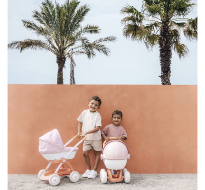 Smoby Коляска для ляльок Smoby Baby Nurse Теракотова пудра, люлька з корзиною, 18 міс.+ (7600254124)