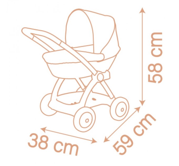 Smoby Коляска для ляльок Smoby Baby Nurse Теракотова пудра, люлька з корзиною, 18 міс.+ (7600254124)